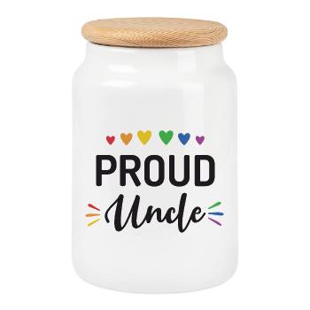 Oncle fier - Boîte à biscuits avec couvercle en bois - blanc - Devant