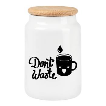 Don`t waste Water - Keksdose mit Holzdeckel - Weiß - Vorne
