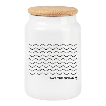 Save the ocean! - Keksdose mit Holzdeckel - Weiß - Vorne