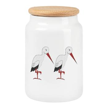 storch 2 fach - Keksdose mit Holzdeckel - Weiß - Vorne