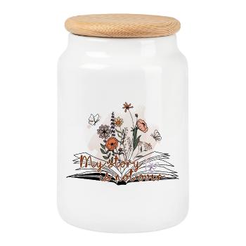 My Story is not Over - Cookie Jar with Wooden Lid - white - Front