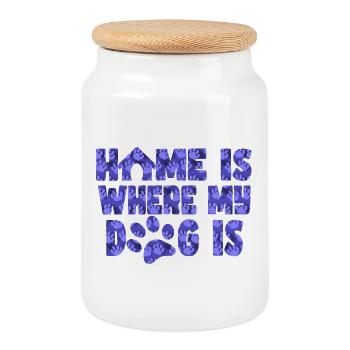 La maison est l’endroit où se trouve mon chien. Fans de chiens # - Boîte à biscuits avec couvercle en bois - blanc - Devant