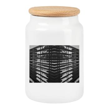 Abstraktes Holz V.1 - Keksdose mit Holzdeckel - Weiß - Vorne