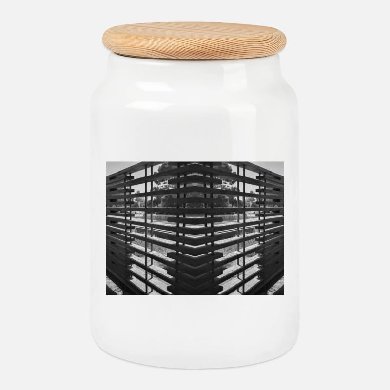 Abstraktes Holz V.1 - Keksdose mit Holzdeckel - Weiß