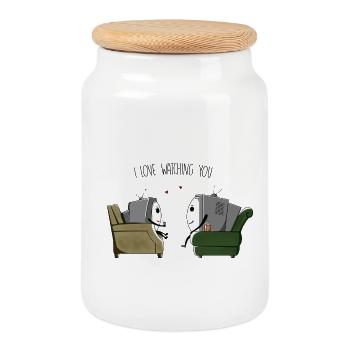 I love watching you - Keksdose mit Holzdeckel - Weiß - Vorne