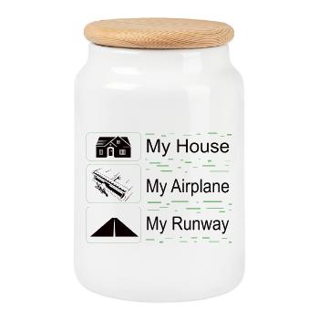 Mein Haus, mein Flugzeug, Meine Landebahn - Keksdose mit Holzdeckel - Weiß - Vorne