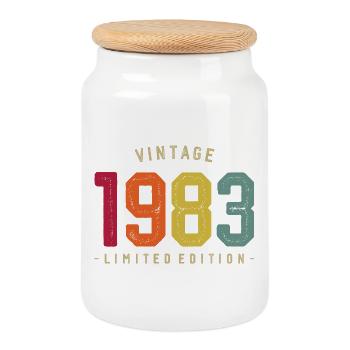 1983 Vintage Edition - Cookie Jar with Wooden Lid - white - Front