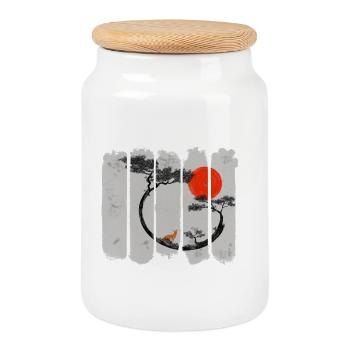 Kitsune - Keksdose mit Holzdeckel - Weiß - Vorne