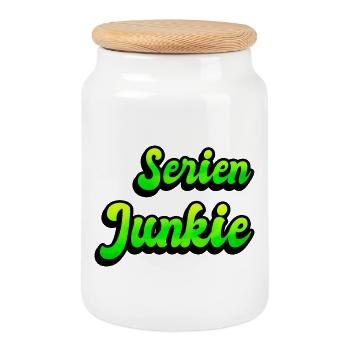 Série Junkie - Boîte à biscuits avec couvercle en bois - blanc - Devant