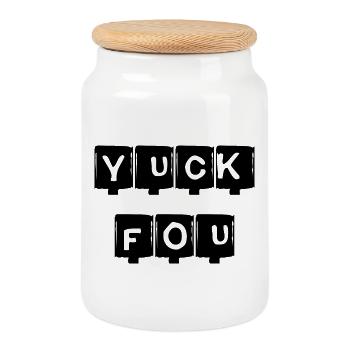 YUCK FOU - schwarz - Keksdose mit Holzdeckel - Weiß - Vorne