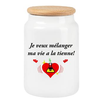 Je veux mélanger ma vie a la tienne - Boîte à biscuits avec couvercle en bois - blanc - Devant