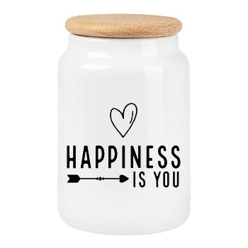 fully in love - Cookie Jar with Wooden Lid - white - Front