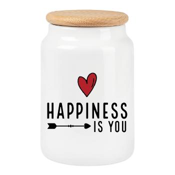 I love you - Cookie Jar with Wooden Lid - white - Front