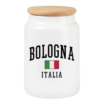 Bologne - Italie Drapeau - Boîte à biscuits avec couvercle en bois - blanc - Devant
