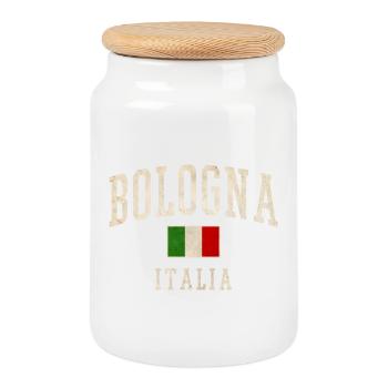 Drapeau vintage de Bologne Italia - Boîte à biscuits avec couvercle en bois - blanc - Devant