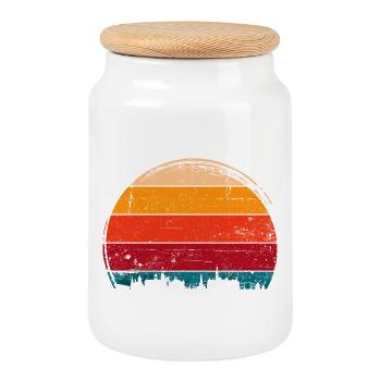 Cercle de la Skyline du Coucher du Soleil - Boîte à biscuits avec couvercle en bois - blanc - Devant
