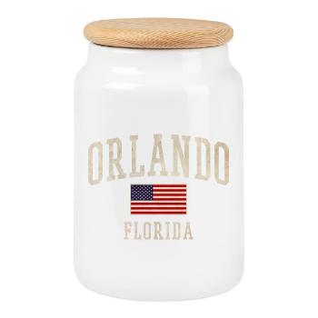 Design du drapeau vintage à Orlando, Floride, - Boîte à biscuits avec couvercle en bois - blanc - Devant