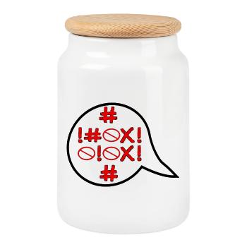 INTERDIT - COLÈRE EN COLÈRE - ÉMOTIONS - Boîte à biscuits avec couvercle en bois - blanc - Devant