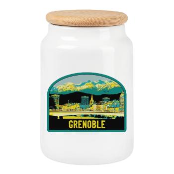 Grenoble : beauté de la capitale des Alpes - Boîte à biscuits avec couvercle en bois - blanc - Devant