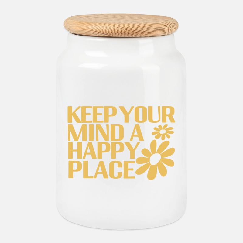 Happy Mind - Keksdose mit Holzdeckel - Weiß