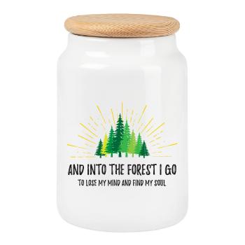 And Into The Forest I Go - Cookie Jar with Wooden Lid - white - Front