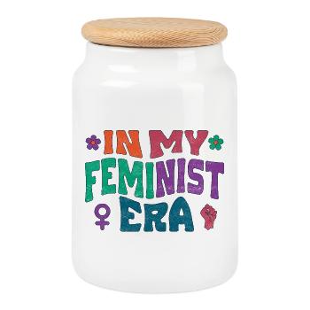 À mon époque féministe - Boîte à biscuits avec couvercle en bois - blanc - Devant