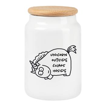 unicornoutsidechaosinside - Keksdose mit Holzdeckel - Weiß - Vorne