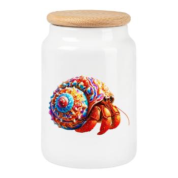 Bernard-l'ermite - Boîte à biscuits avec couvercle en bois - blanc - Devant