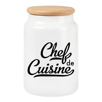 Chef - Boîte à biscuits avec couvercle en bois - blanc - Devant