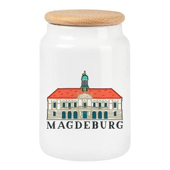 Magdeburg, altes Rathaus, Deutschland Zeichnung - Keksdose mit Holzdeckel - Weiß - Vorne