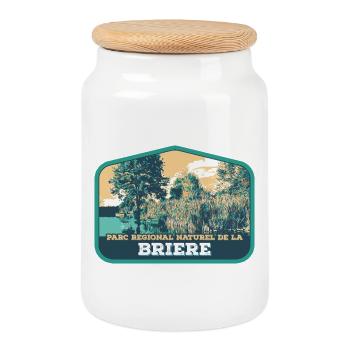 Brière Landscape Badge: Authentische Natur - Keksdose mit Holzdeckel - Weiß - Vorne