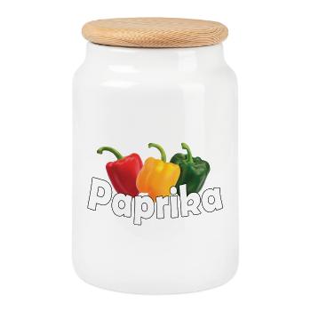 Paprika - Boîte à biscuits avec couvercle en bois - blanc - Devant