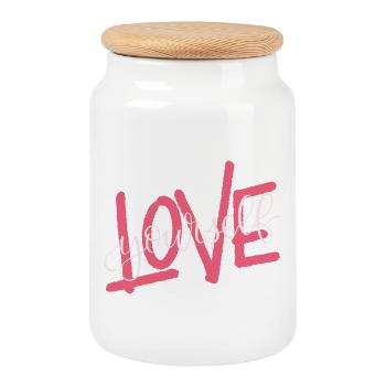 LOVE yourself - Keksdose mit Holzdeckel - Weiß - Vorne