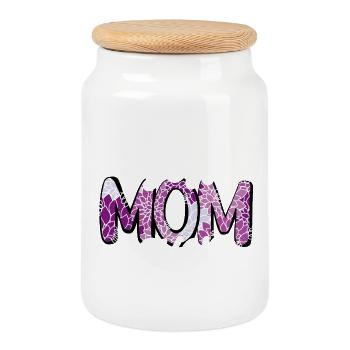 Best mom ever flowers mother's day lettering love mom - Cookie Jar with Wooden Lid - white - Front