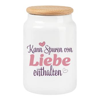 Kann Spuren von Liebe enthalten - Keksdose mit Holzdeckel - Weiß - Vorne
