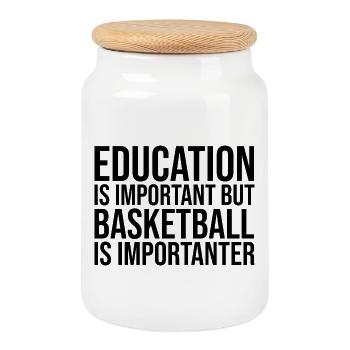 Basketball - Cookie Jar with Wooden Lid - white - Front