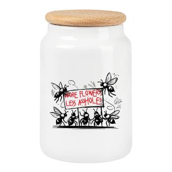 save the bees natur spruch illustration blumen - Keksdose mit Holzdeckel - Weiß - Vorne
