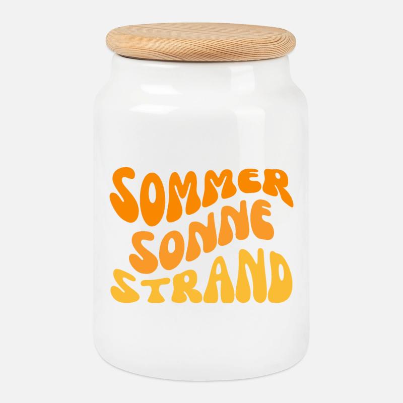Sommer Sonne Strand Wavy - Keksdose mit Holzdeckel - Weiß