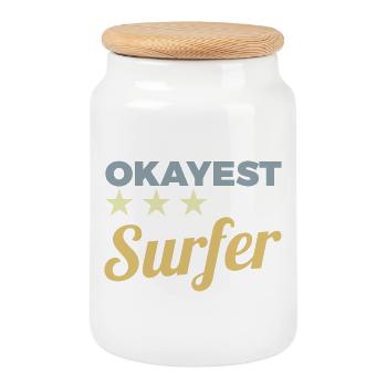 Average surfer - Cookie Jar with Wooden Lid - white - Front