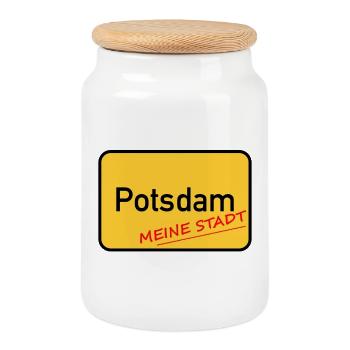 POTSDAM - MY CITY - Cookie Jar with Wooden Lid - white - Front