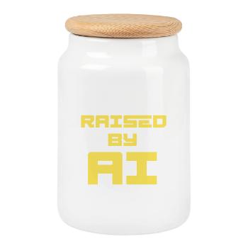 RAISED BY AI - Keksdose mit Holzdeckel - Weiß - Vorne