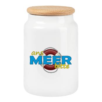 À LA MER S’IL VOUS PLAÎT - Boîte à biscuits avec couvercle en bois - blanc - Devant