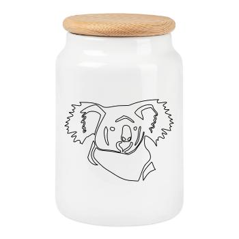 Koala Linienkunst - Keksdose mit Holzdeckel - Weiß - Vorne