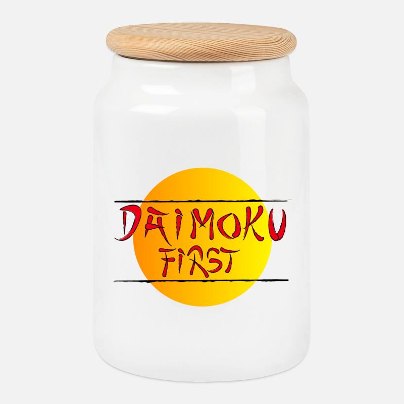 Daimoku First - Keksdose mit Holzdeckel - Weiß