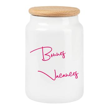 MAÎTRESSE. MERCI. MERCI MAÎTRESSE. CADEAU - Boîte à biscuits avec couvercle en bois - blanc - Devant