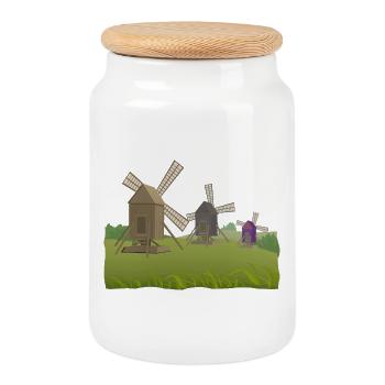 Windmühlen - Keksdose mit Holzdeckel - Weiß - Vorne