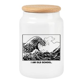 Old School Wave - Cookie Jar with Wooden Lid - white - Front