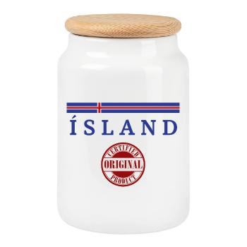 Flag of Iceland, Icelandic pride - Cookie Jar with Wooden Lid - white - Front