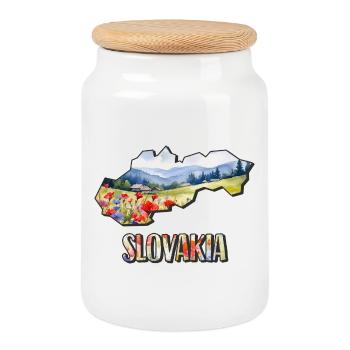 Carte à l’aquarelle de la Slovaquie - Boîte à biscuits avec couvercle en bois - blanc - Devant