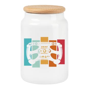 Rétro Racing Sim Formula Volant Logo de voiture vintage - Boîte à biscuits avec couvercle en bois - blanc - Devant